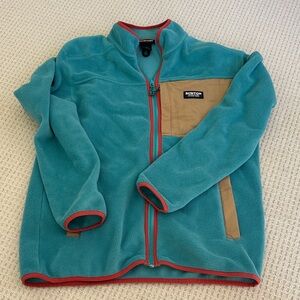 Burton Turquoise Fleece Jacket with brick red and tan trim - Men’s M
